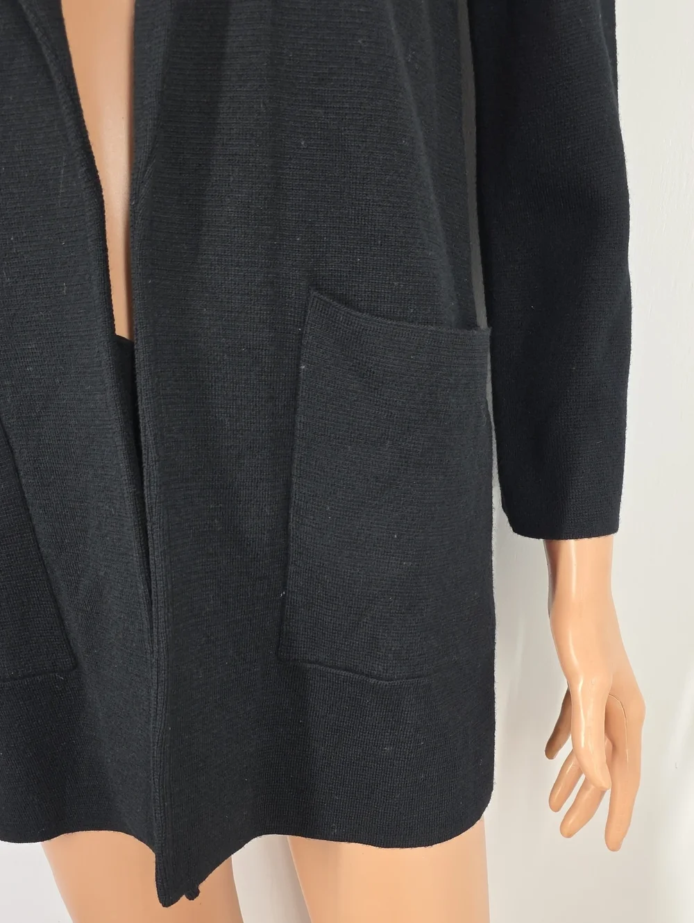 J Crew Sweater Blazer Womens XS Black 100% Merino Wool Open Front Cardigan